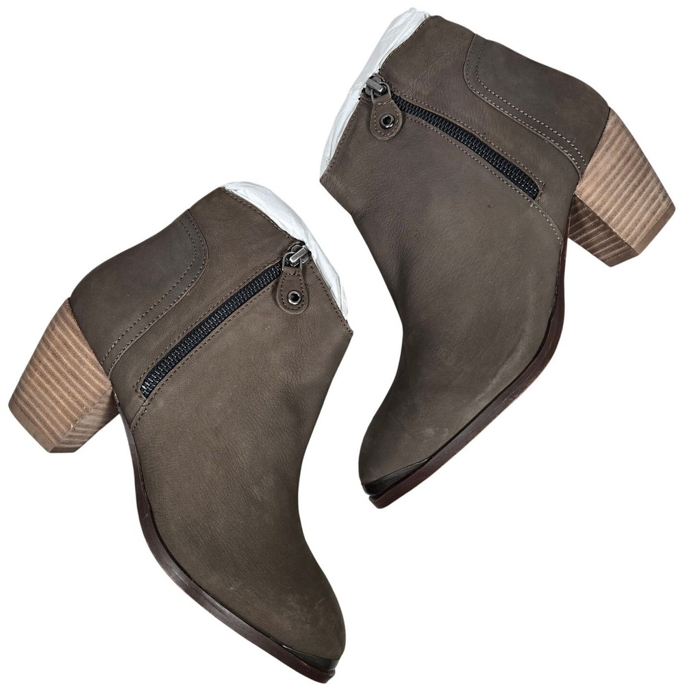 Diba Womens Taupe Sequoia Suede Leather Block Stack Heel Booties‎ 8.5